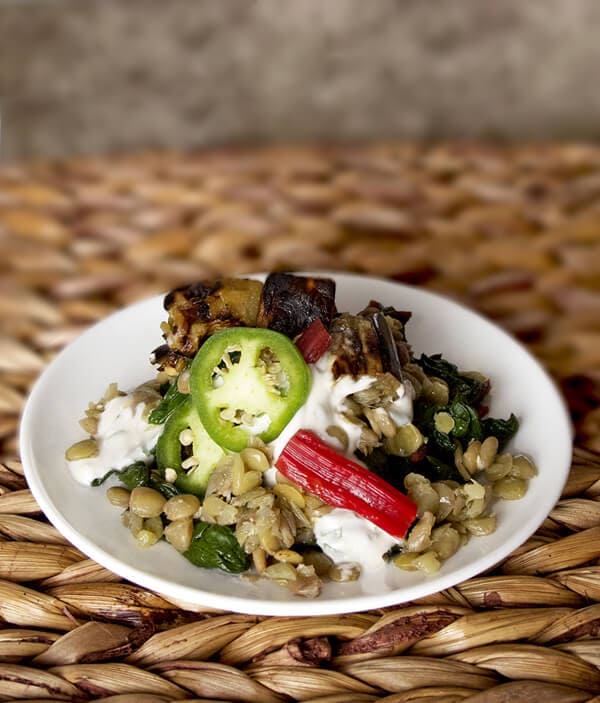 lentil salad with chard and yogurt tahini dressing lentil salad with yogurt tahini
