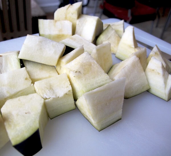 chopped raw eggplant