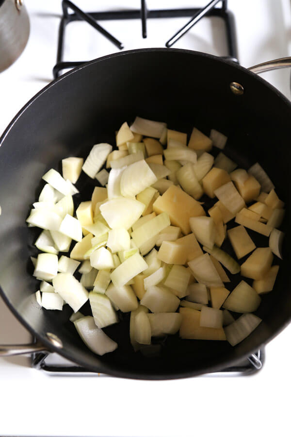 Potatoes and onions