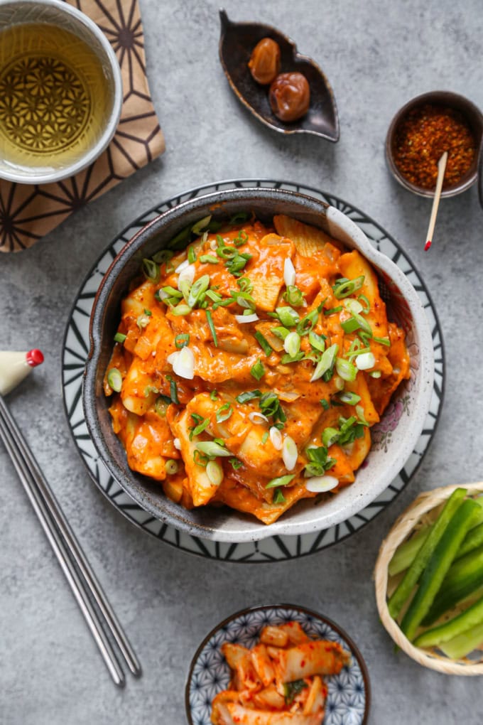 Rose Tteokbokki Creamy And Spicy Korean Rice Cakes Pickled Plum