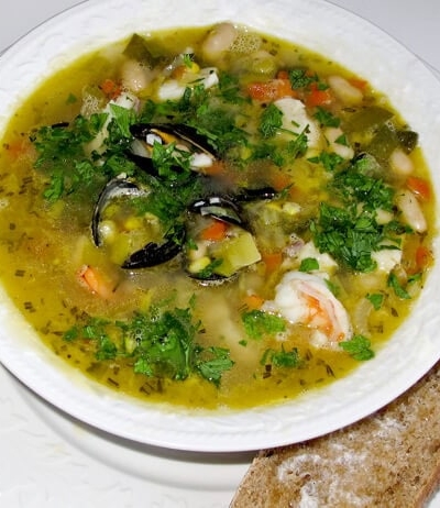 bowl of seafood soup