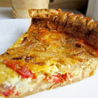 slice of bacon and tomato quiche