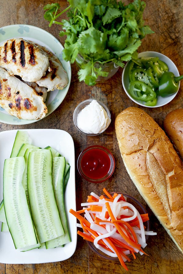 Vietnamese banh mi sandwich ingredients