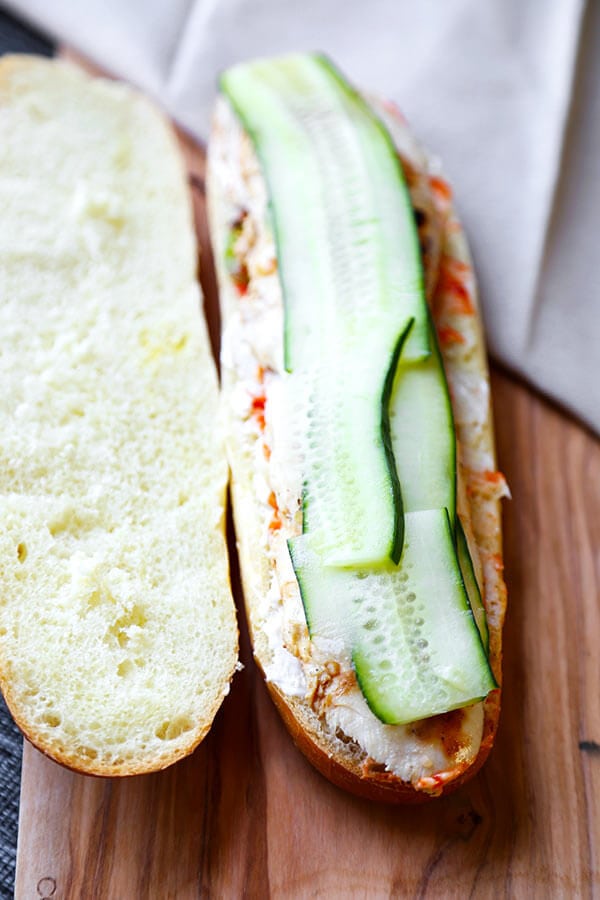 cucumber on baguette