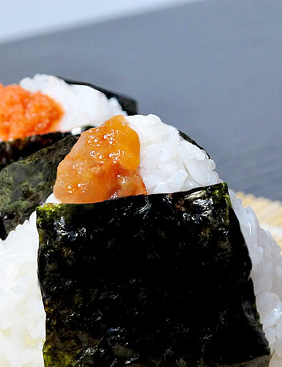 Onigiri with umeboshi and mentaiko