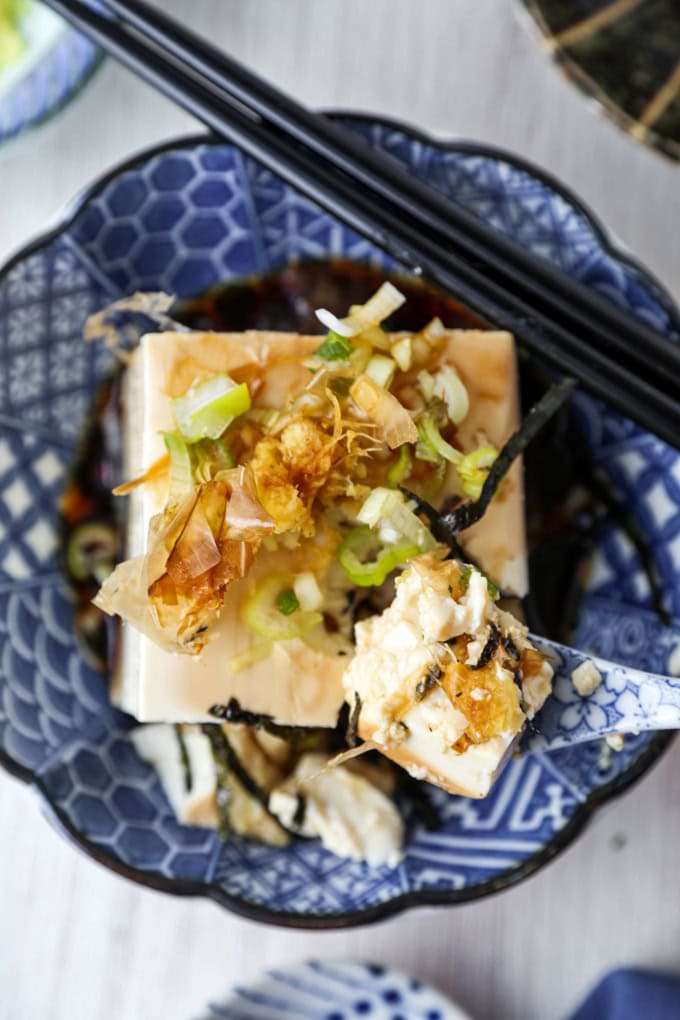 Hiyayakko Chilled Tofu with Toppings (冷奴) Pickled Plum