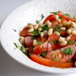 bowl of tomato and bean salad