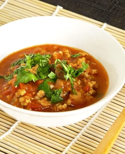 bowl of thai pork in chili sauce