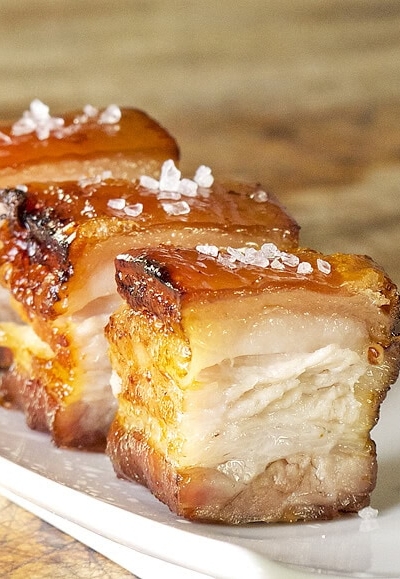 sliced pork belly