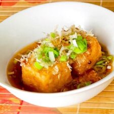 Agedashi tofu (deep-fried tofu in tsuyu broth)