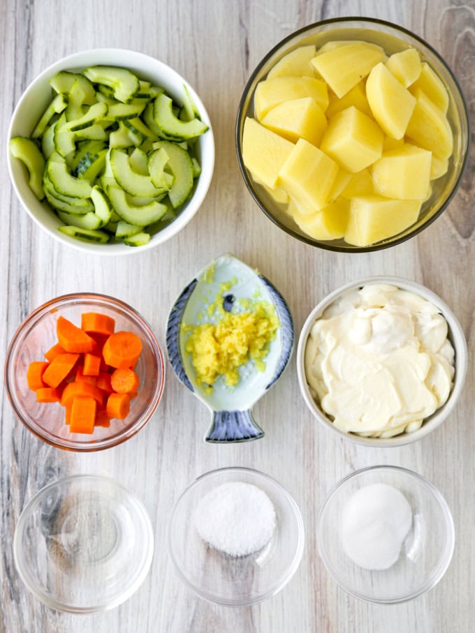 Ingredients for Japanese potato salad