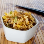 Thai fried rice with celery and mushrooms