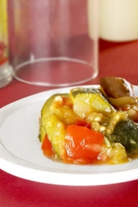 vegetarian ratatouille with zucchini tomatoes and eggplant