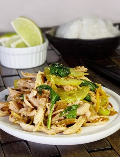 Thai basil and chicken with fish sauce and celery