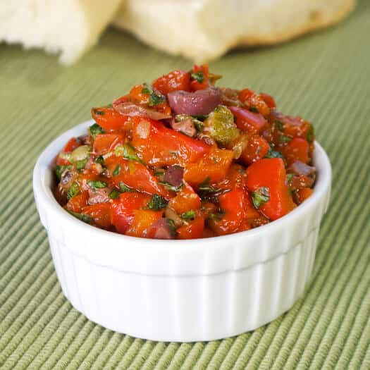 Red pepper and olive spread