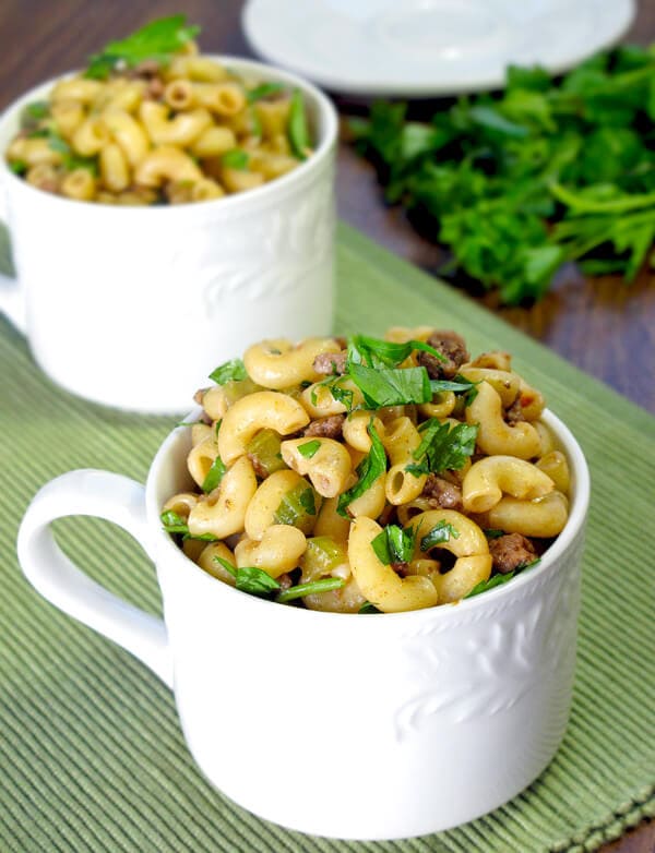 Beef macaroni with soy