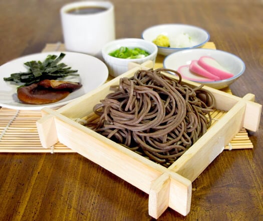 tsuyu with soba noodles and wasabi