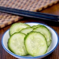 cucumber pickled in rice vinegar and sugar