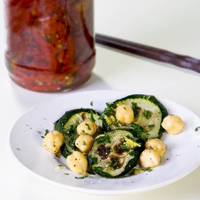 Roasted Zucchini with Chickpeas