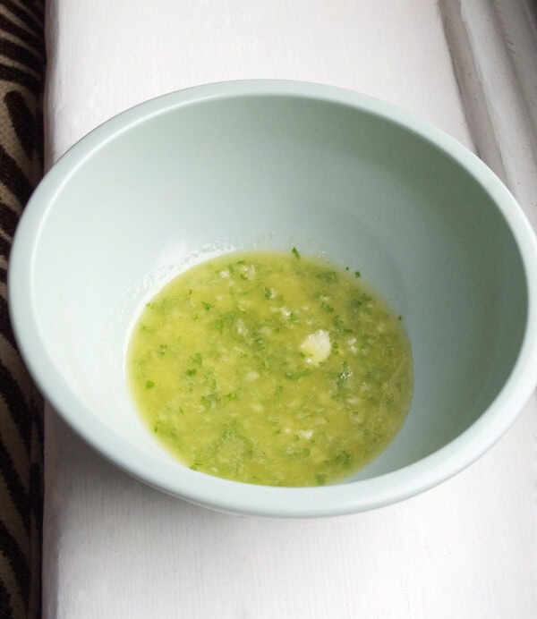 bowl of oil and vinegar pesto