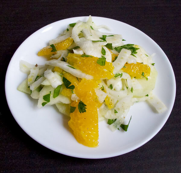 fennel apple orange salad with parsley and lemon