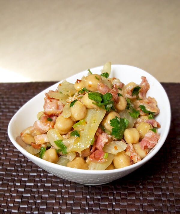 Warm chickpea fennel salad