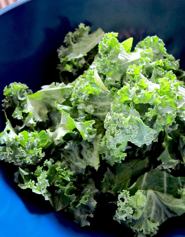 bowl of kale leaves