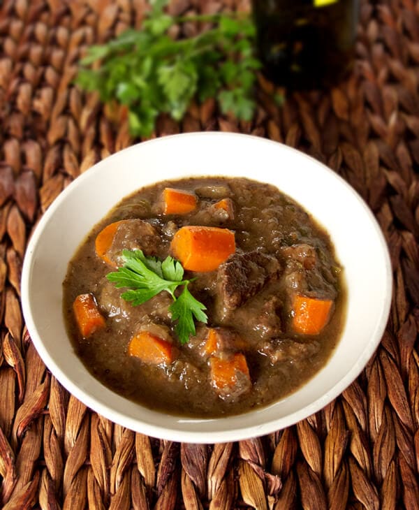 boeuf bourguignon with carrots and beef