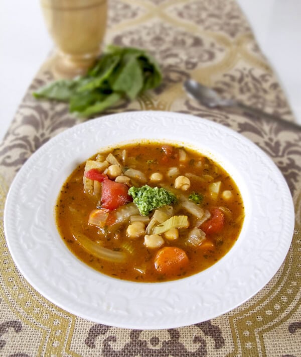 chickpea fennel soup basil pesto