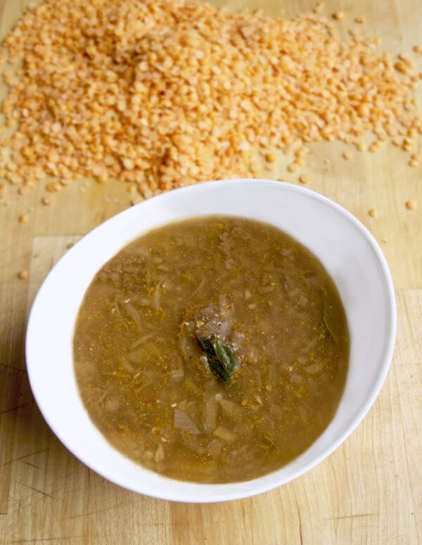 dal soup with ginger and jalapeno