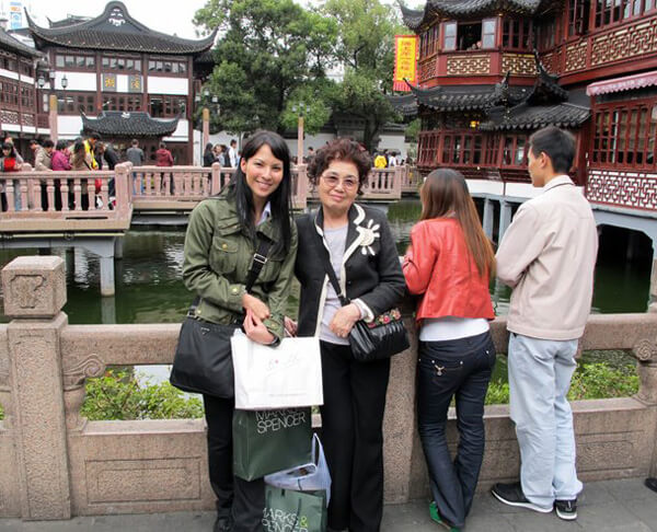 Mom and I on vacation shopping in Shanghai.