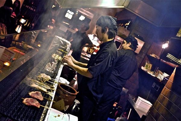 Grilled yakitor skewered Japanese yakitori