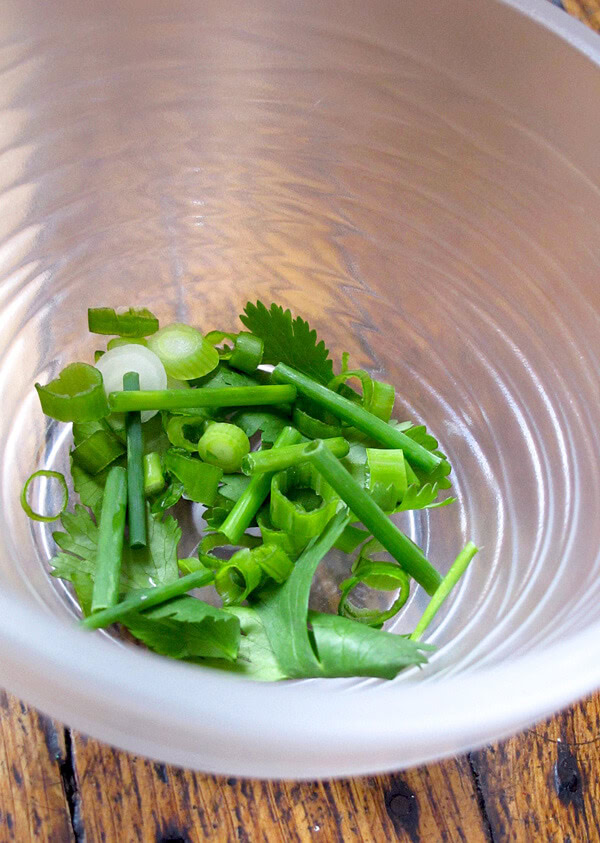 cilantro leaves and chives