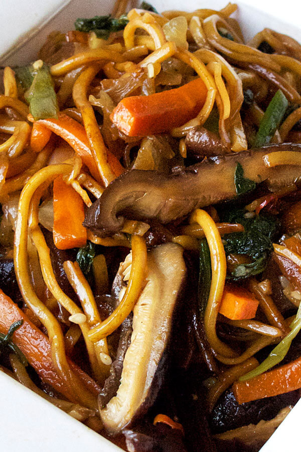 Better than takeout vegetable chow mein recipe that's earthy, savory and ready in just 20 minutes! The best!