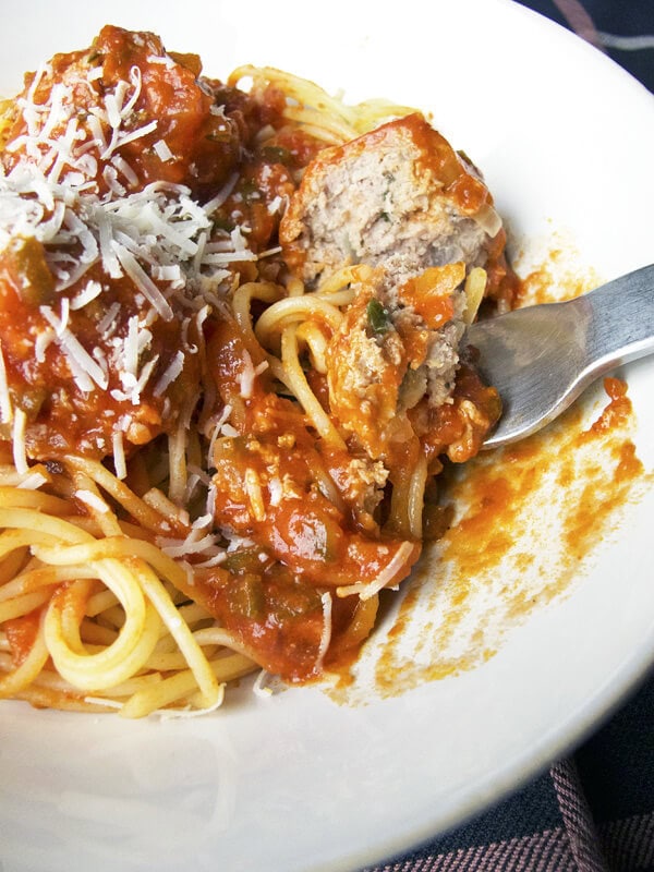 spaghetti with turkey meatballs