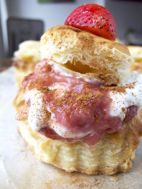 Strawberry banana puff shells