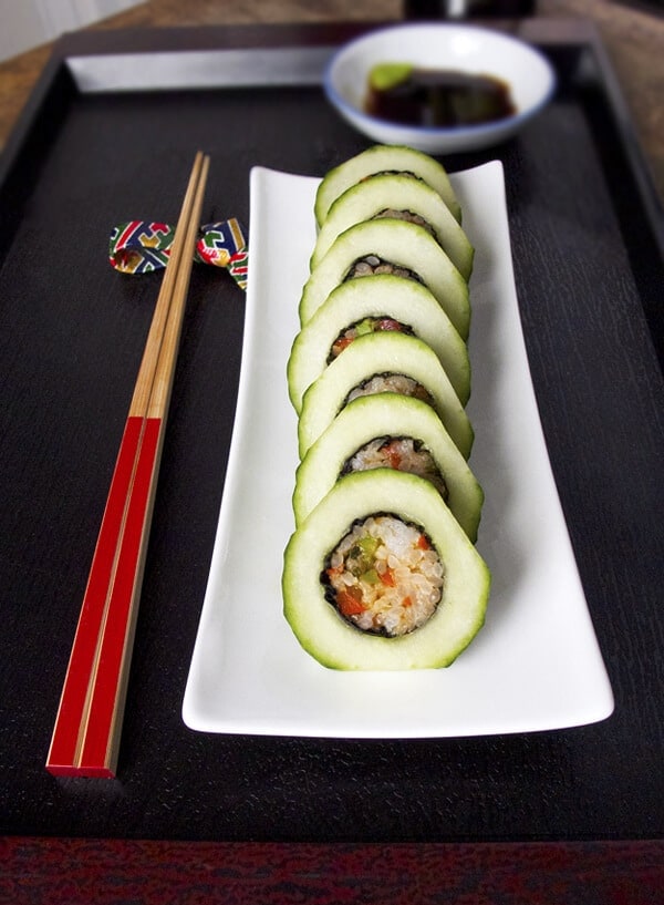Cucumber vegetable maki rolls