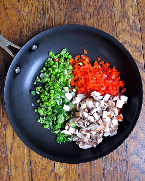 veggies in pan