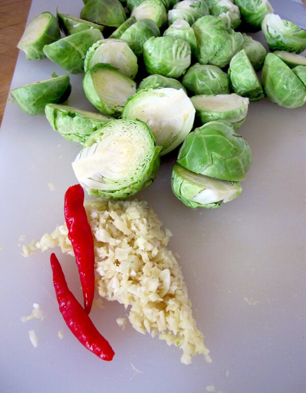 brussels chilies garlic