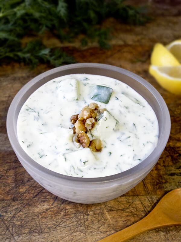 Chilled cucumber soup with yogurt and dill