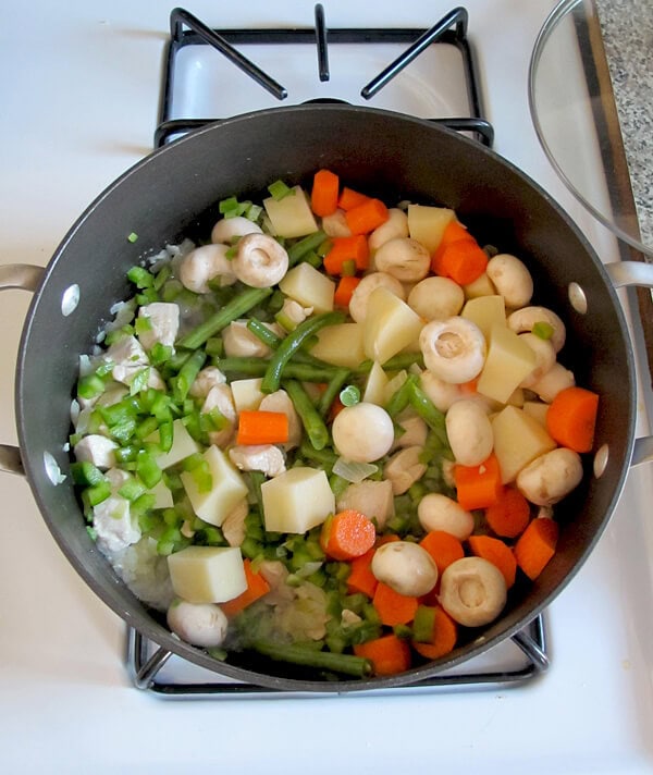 vegetables cooking in pot