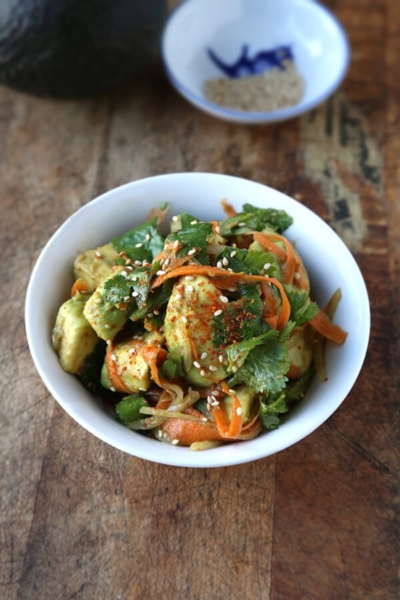 avocado carrot salad with ponzu