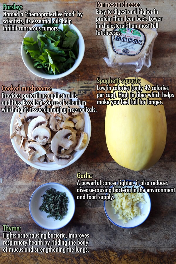 Ingredients for spaghetti squash recipe