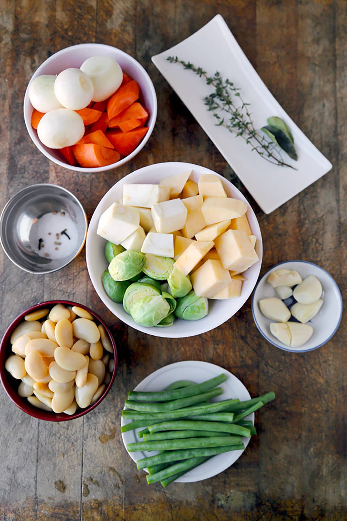 Ingredients for pot-au-feu (vegetable stew)