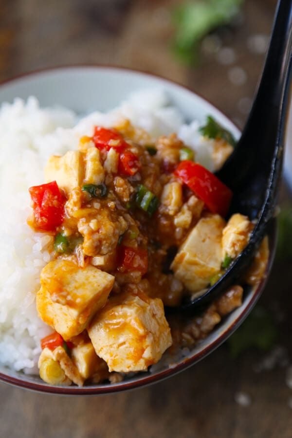 Mabodon (tofu and ground pork in spicy sauce)