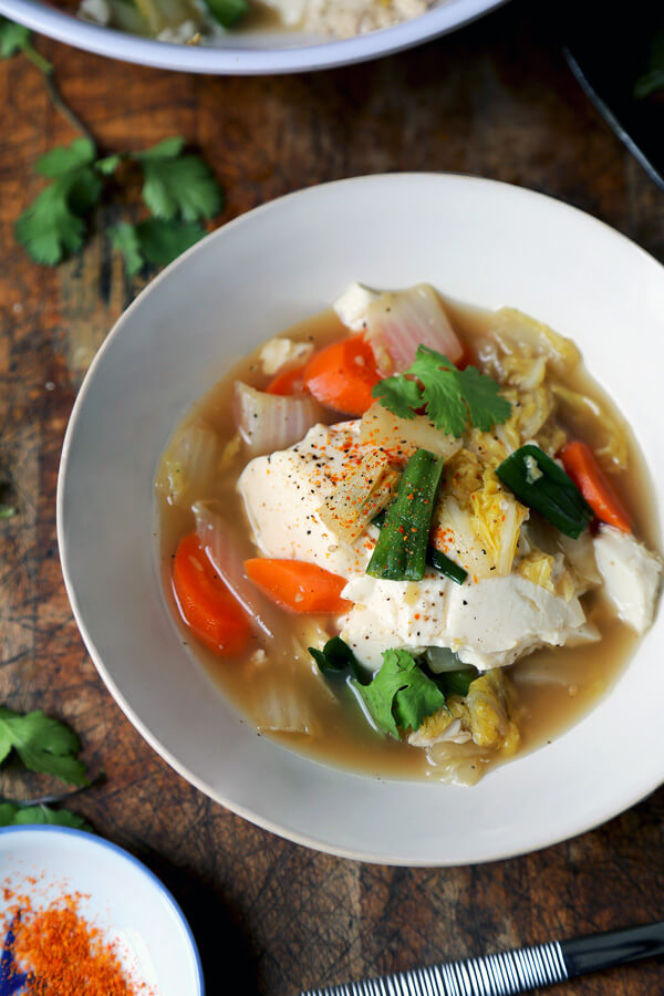 Simmered tofu with vegetables
