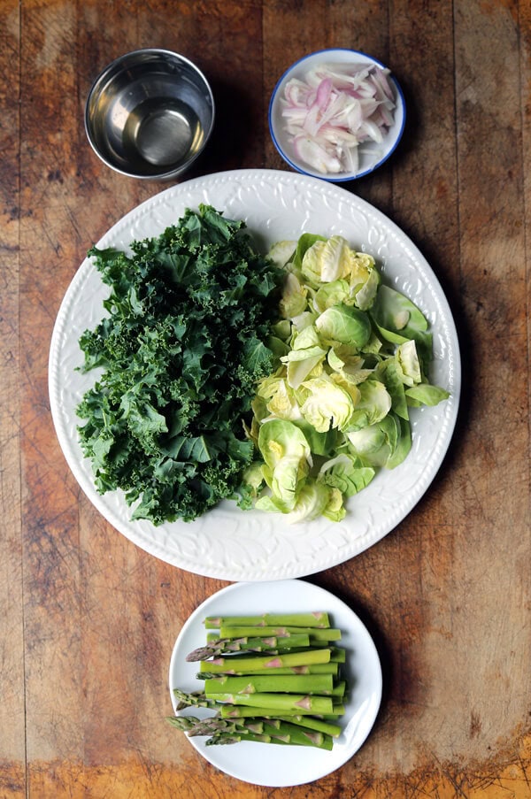 Warm brussels sprouts and kale salad