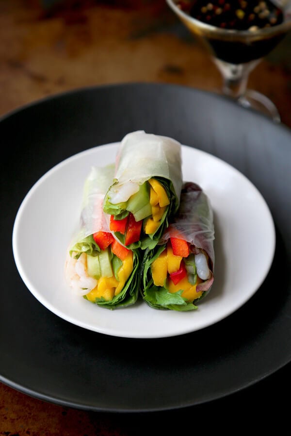 Mango and shrimp summer rolls