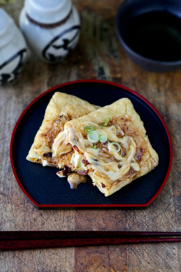 Ham and cheese fried tofu pockets