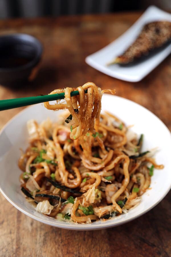 homemade yaki udon noodles